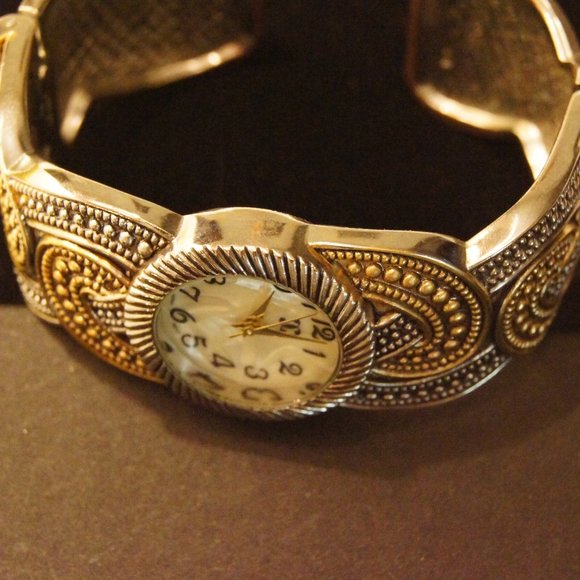Two Tone Cuff Bracelet Watch - Picture 10 of 10